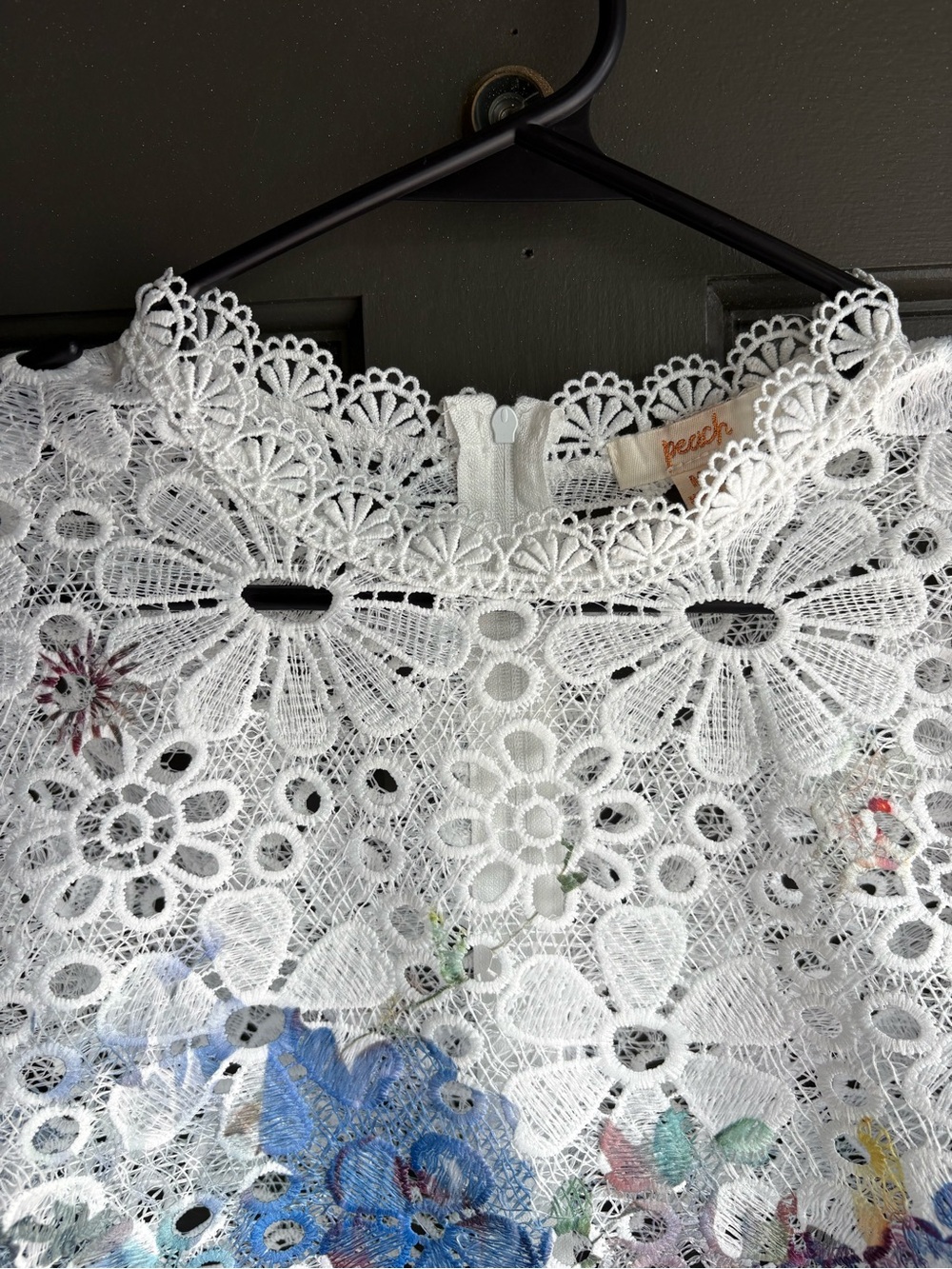 Floral Lace Long-Sleeve Top - White with Multicolor Floral - Picture 4 of 8